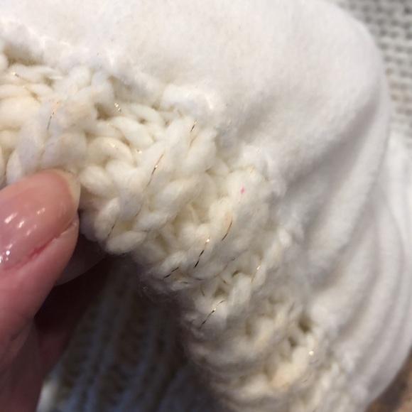 LC Lauren Conrad Cream and Shiny Threads Pom Pom Hat - Picture 13 of 13